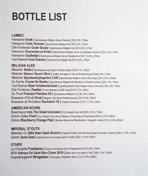 Mikkeller Bar Bottle List