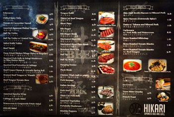 Hikari Japanese BBQ and Grill Menu