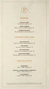 Felix Cocktail & Beer List