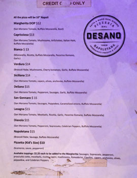 DeSano Menu