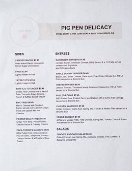 Pig Pen Delicacy Menu