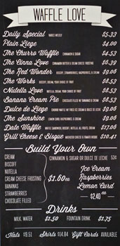 Waffle Love Menu