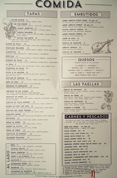 Vaca Menu