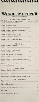 Woodley Proper Wine & Beer List