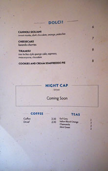 Cosa Buona Dessert Menu