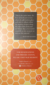 Birds & Bees Menu Back Cover