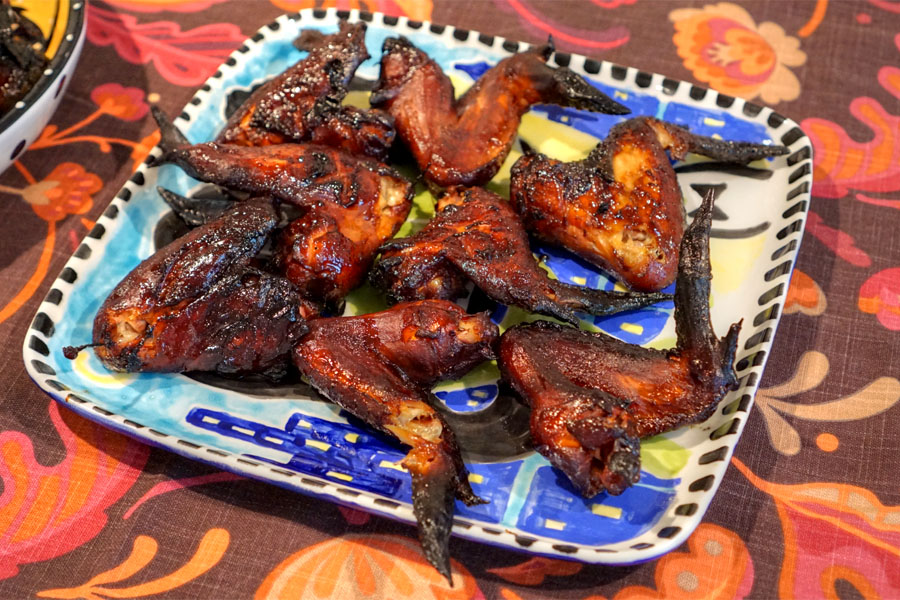 Smoked Chicken wings with Trader Joe's Kentucky Bourbon BBQ Sauce