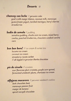 Rosaliné Dessert Menu