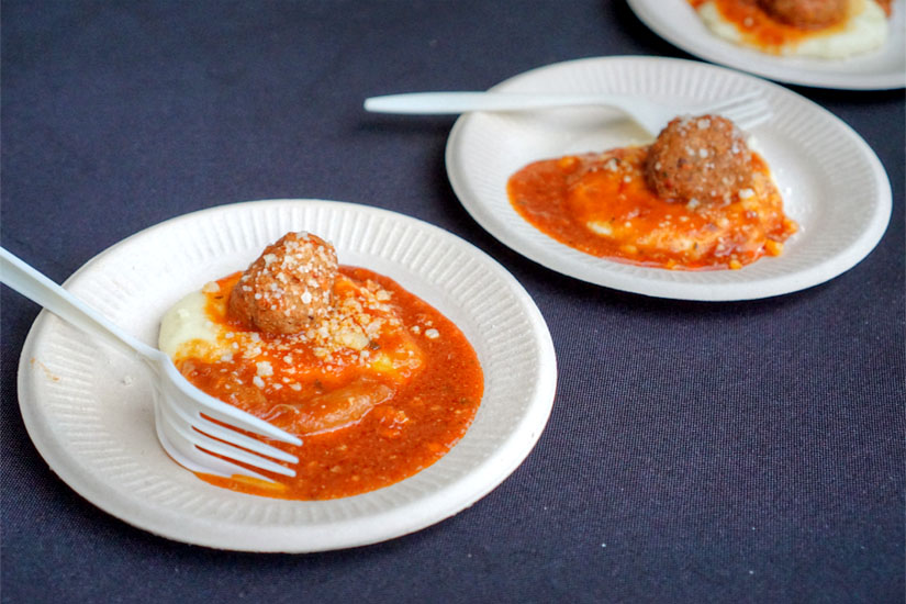 Braised Meatballs with Potato Purée, Cipollini Onions, and Parmesan