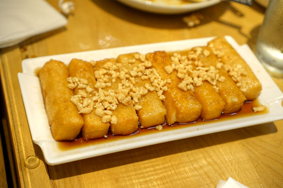 Fry Rice Cake with Brown Sugar Sauce