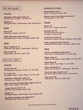 Tintorera Wine List