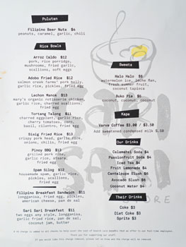 Sari Sari Store Menu