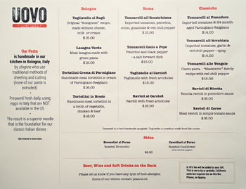 Uovo Menu