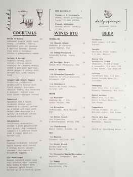 The Exchange Cocktail, Beer & Wines by the Glass List