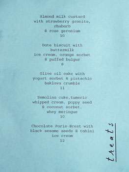 The Exchange Dessert Menu