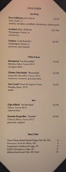 Columbia Room Spirits Library Wine & Beer List