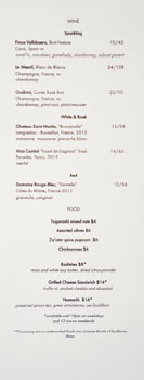 Columbia Room Punch Garden Wine List & Food Menu