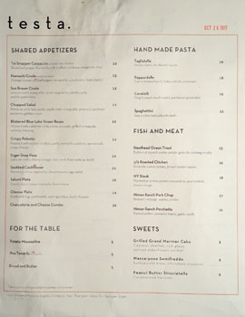 Testa Menu