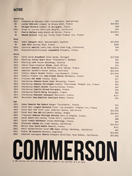 Commerson Wine List