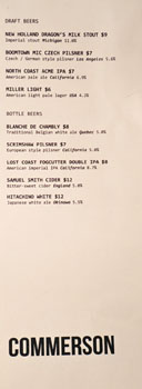 Commerson Beer List