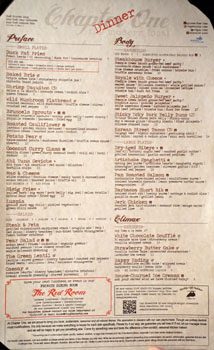 Chapter One Menu