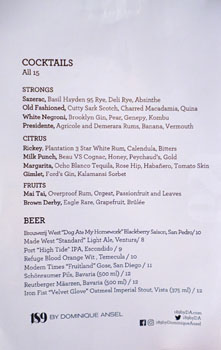 189 by Dominique Ansel Cocktail List