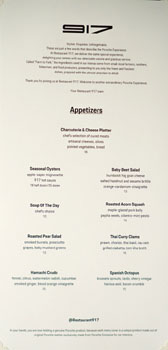 Restaurant 917 Menu: Appetizers