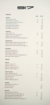 Restaurant 917 Wine List