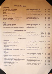 Basilic Wine List: Wines by the Glass, Seasonal Selection, Half Bottles