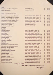 Basilic Wine List: Old World