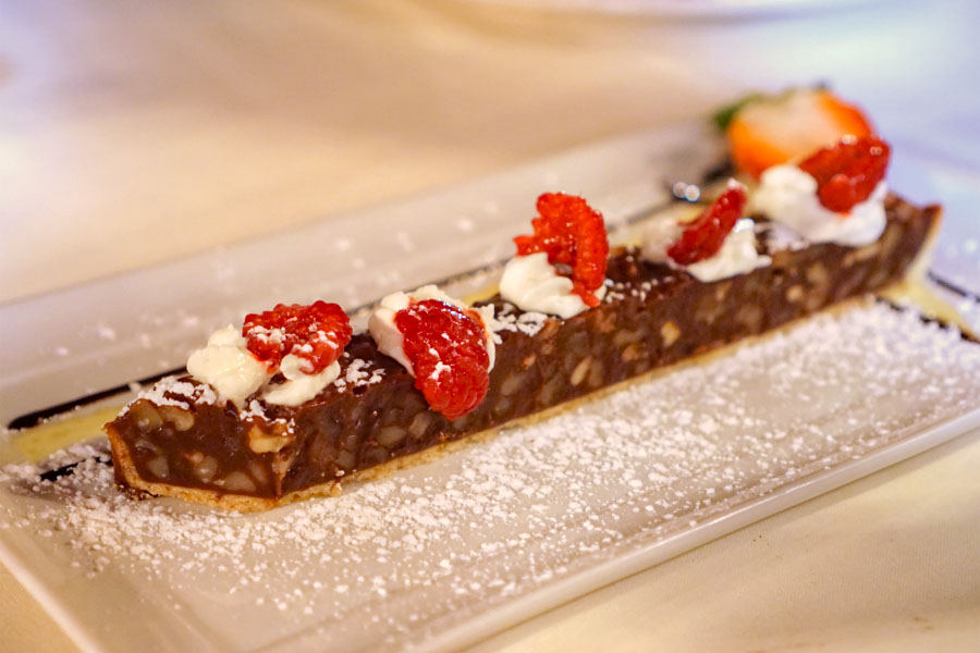 Caramelized Pecan Walnut Chocolate Tart