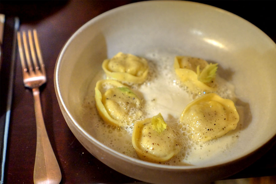 Celery root, tortelloni with black truffle & Parmesan