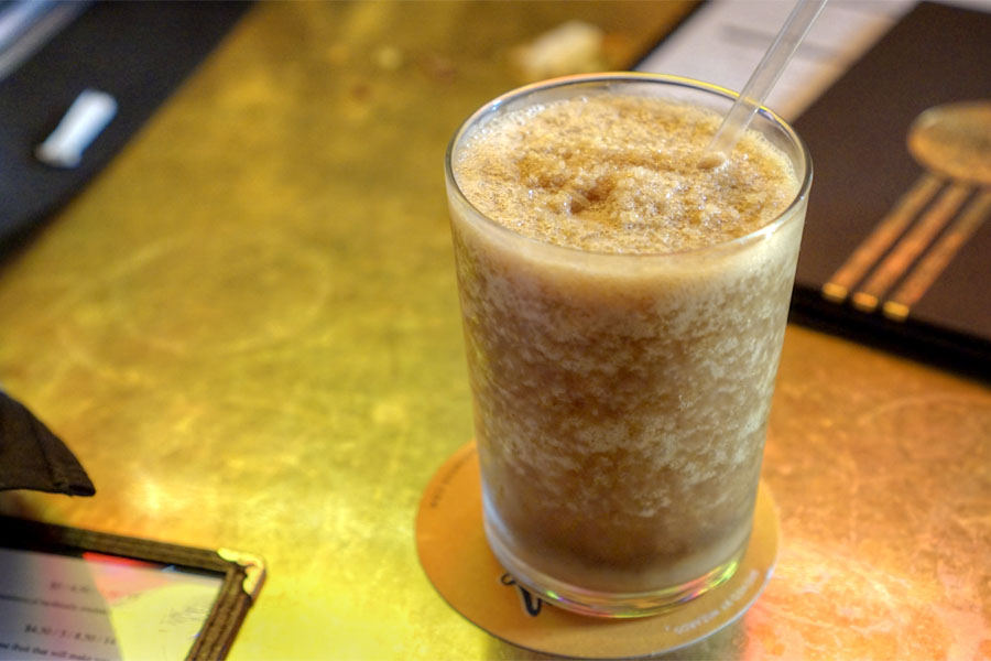 Cold Brew Horchata Slushie add Devils' Teeth w/ Raspberry & Coffee Float