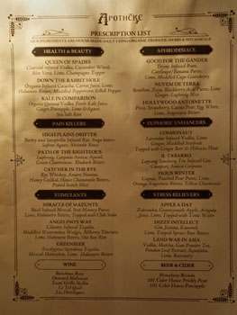 Apotheke Cocktail List