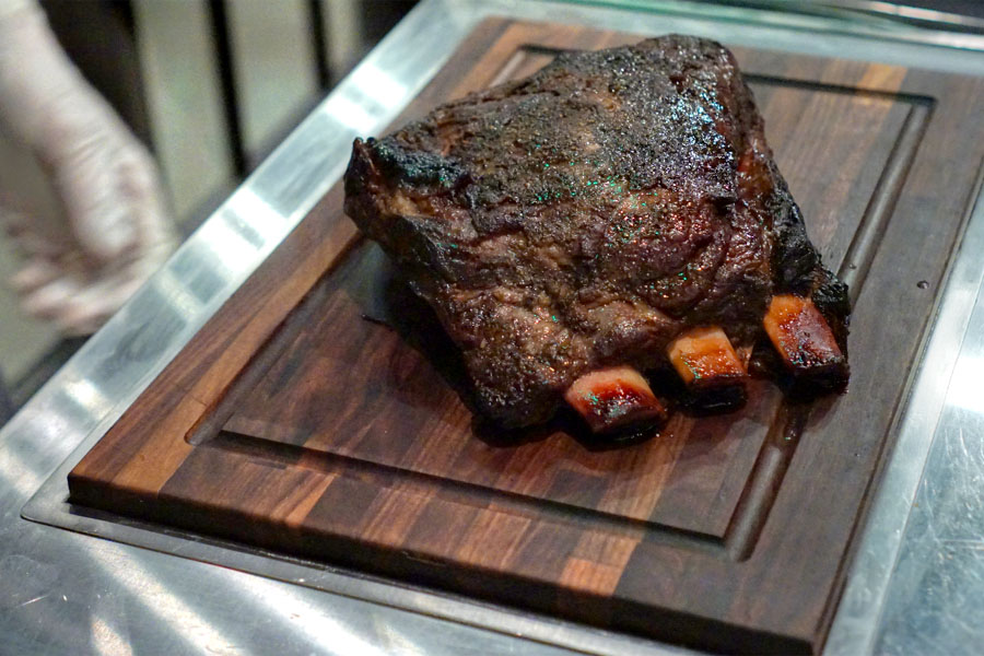 Whole plate short rib, smoked bone-in APL-style ribs; served with beef rice, shiso rice paper, ssamjang & condiments