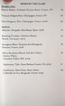 Kinship Wines by the Glass List: Sparkling, White
