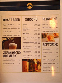 Izakaya Hachi Beer, Shochu & Soft Drink List