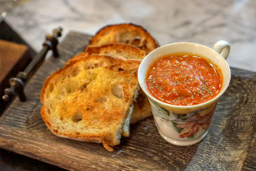 Tomato Gazpacho. Toast