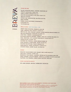 Breva Menu