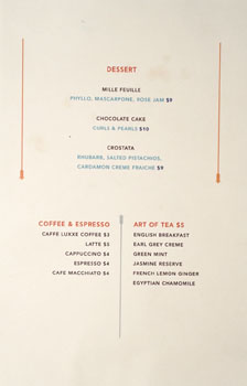 Breva Dessert Menu