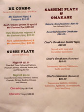 Kashiwa Menu: Combinations & Omakase