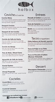 Holbox Menu