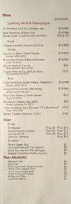 Employees Only Wine & Beer List