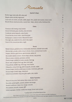 Manuela Brunch Menu