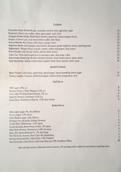 Manuela Cocktail & Beer List