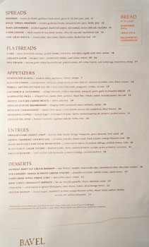 Bavel Menu