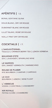 Patina Cocktail List