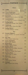 APL Restaurant Vintage Wine List