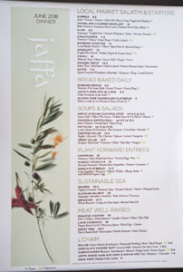 Jaffa Menu