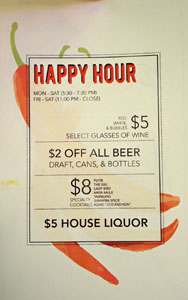 Kasih Happy Hour Menu